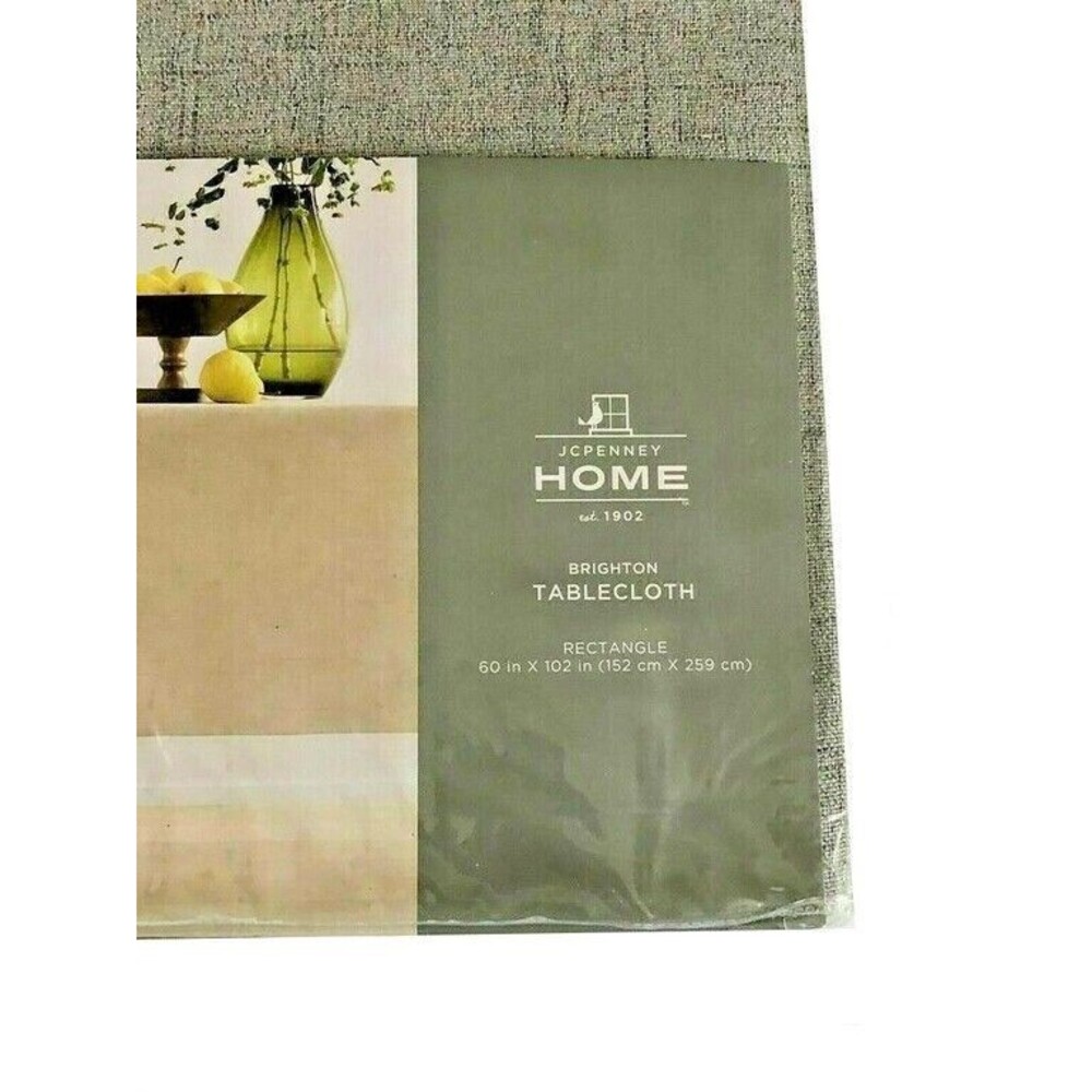 JCPenney Pebblestone Gray Cloth Fabric Tablecloth Brighton 60x102 Inch Oblong